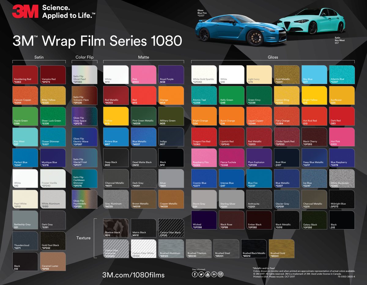 3m Car Wrap Color Chart