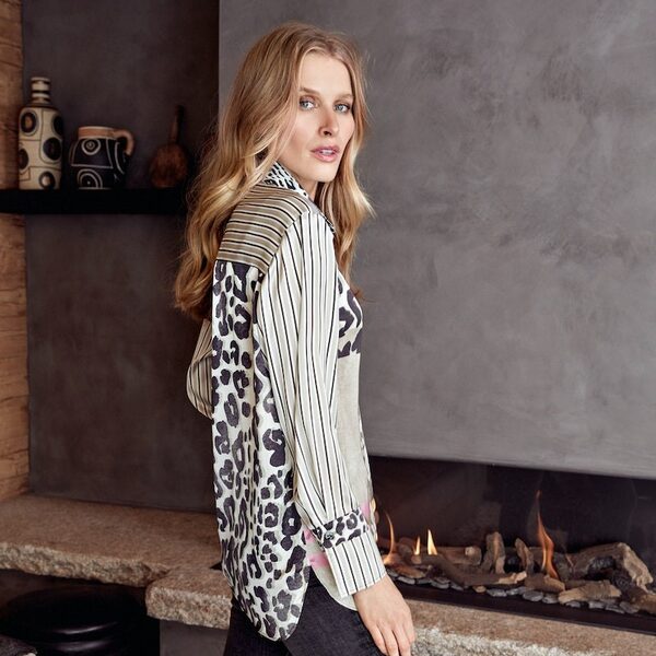 Herbst/Winter Just White - Bluse gemustert