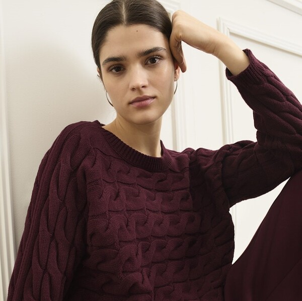 Oui F/W 2025 - lila farbender Strickpullover