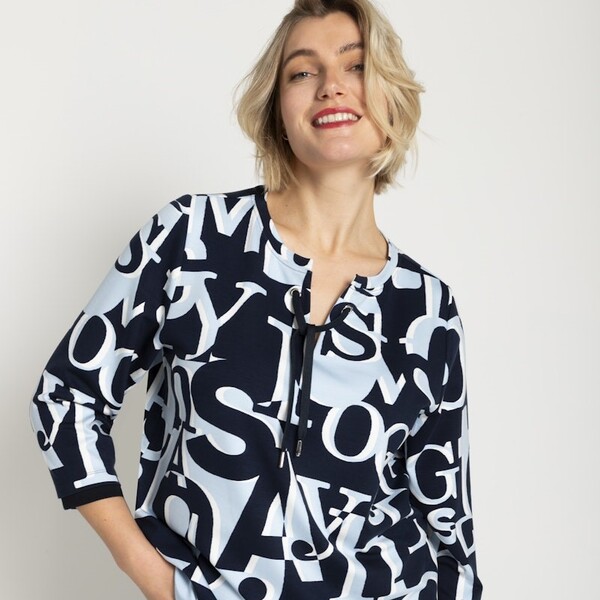 Due F/W 2025 - schwarz/weiß gemusterte Bluse