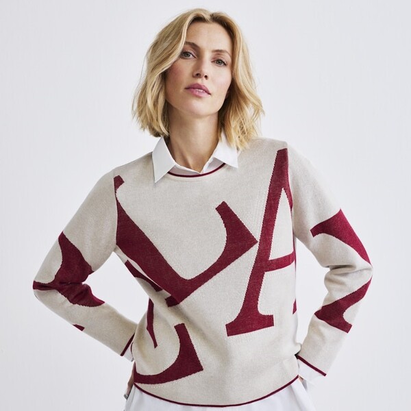 Rabe F/W 2025 - beuge/rotes Oberteil mit weißem Hemd drunter