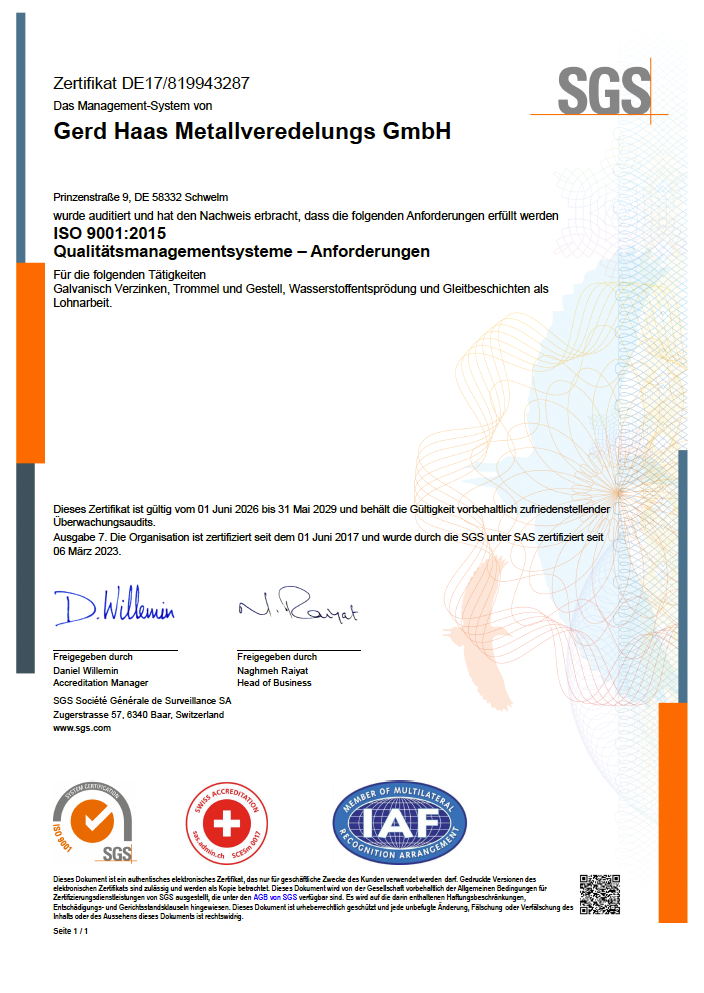Fritz Wever GmbH - Zertifikat ISO 14001:2015