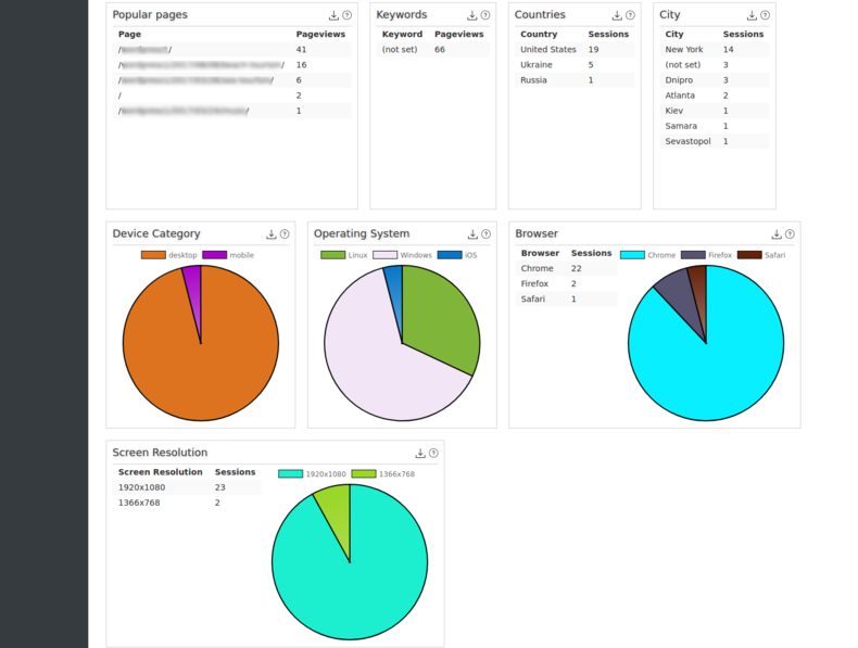 google analytics statistics for wordpress site