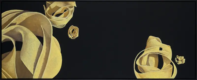 „Pappardelle im Raum“ | 2024 | 60 x 150 cm | Öl, Dispersion auf Leinwand