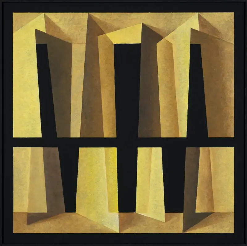 „Bühnenarchitektur 1“ | 2019 | 93 x 93 cm | Öl, Dispersion auf Leinwand