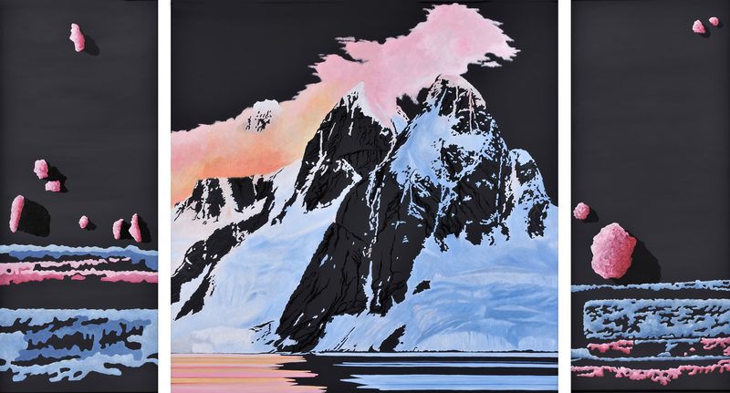 Triptychon „Rosa Wolke“ | 2011 | 150 x 270 cm | Öl, Dispersion auf Leinwand