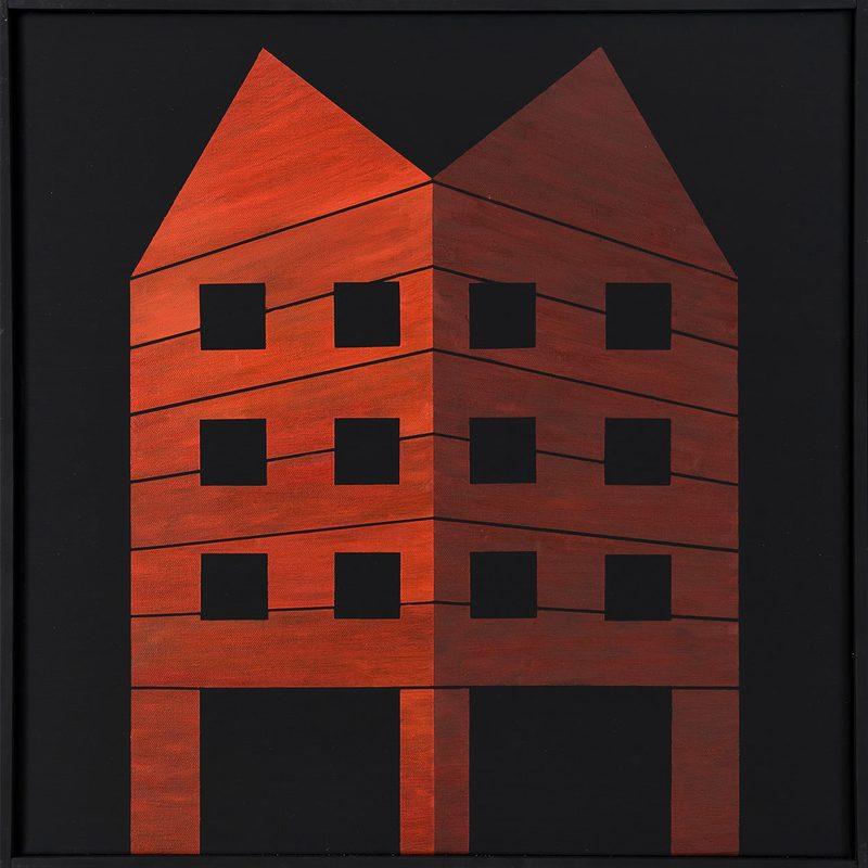 „Doppelhaus“ | 2017 | 50 x 50 cm | Öl, Dispersion auf Leinwand