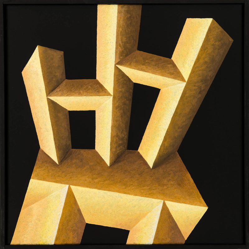 „Dachskulptur 4“ | 2018 | 50 x 50 cm | Öl, Dispersion auf Leinwand