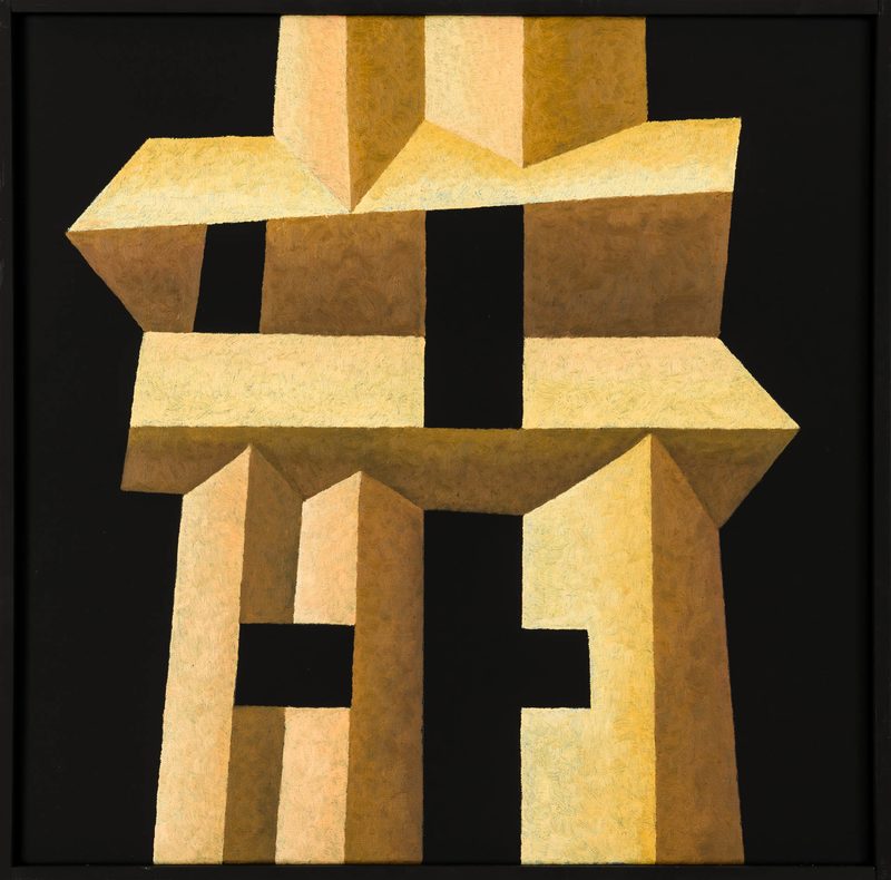 „Dachskulptur 5“ | 2018 | 50 x 50 cm | Öl, Dispersion auf Leinwand