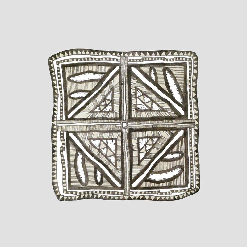 Afrikanisches 40 | 2021 | 		41 x 42 cm | Bister, Sepia, Acryl, Packpapier, Karton