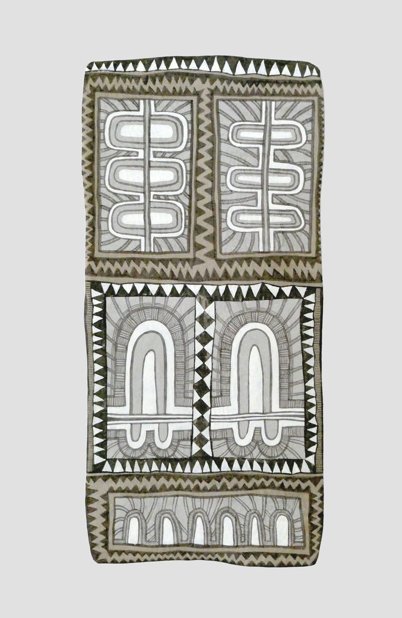 Afrikanisches 14 | 2021 | 63 x 30 cm | Bister, Sepia, Acryl, Packpapier, Karton