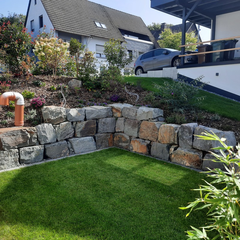 Bepflanzung Garten mit Mauer