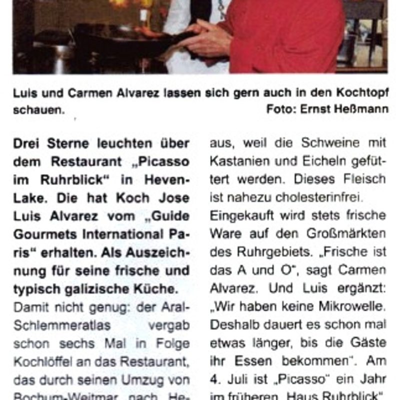 Genuss am Fluss, drei Sterne für das Picasso am Ruhrufer