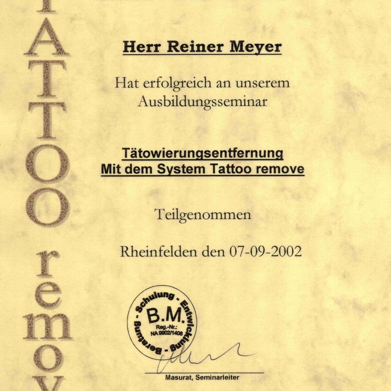 Tattoo-Remove Zertifikat
